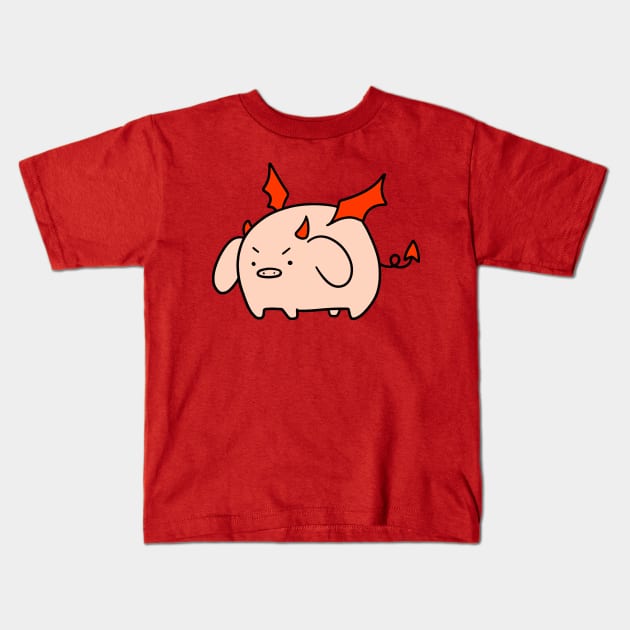 Red Devil Pig Kids T-Shirt by saradaboru